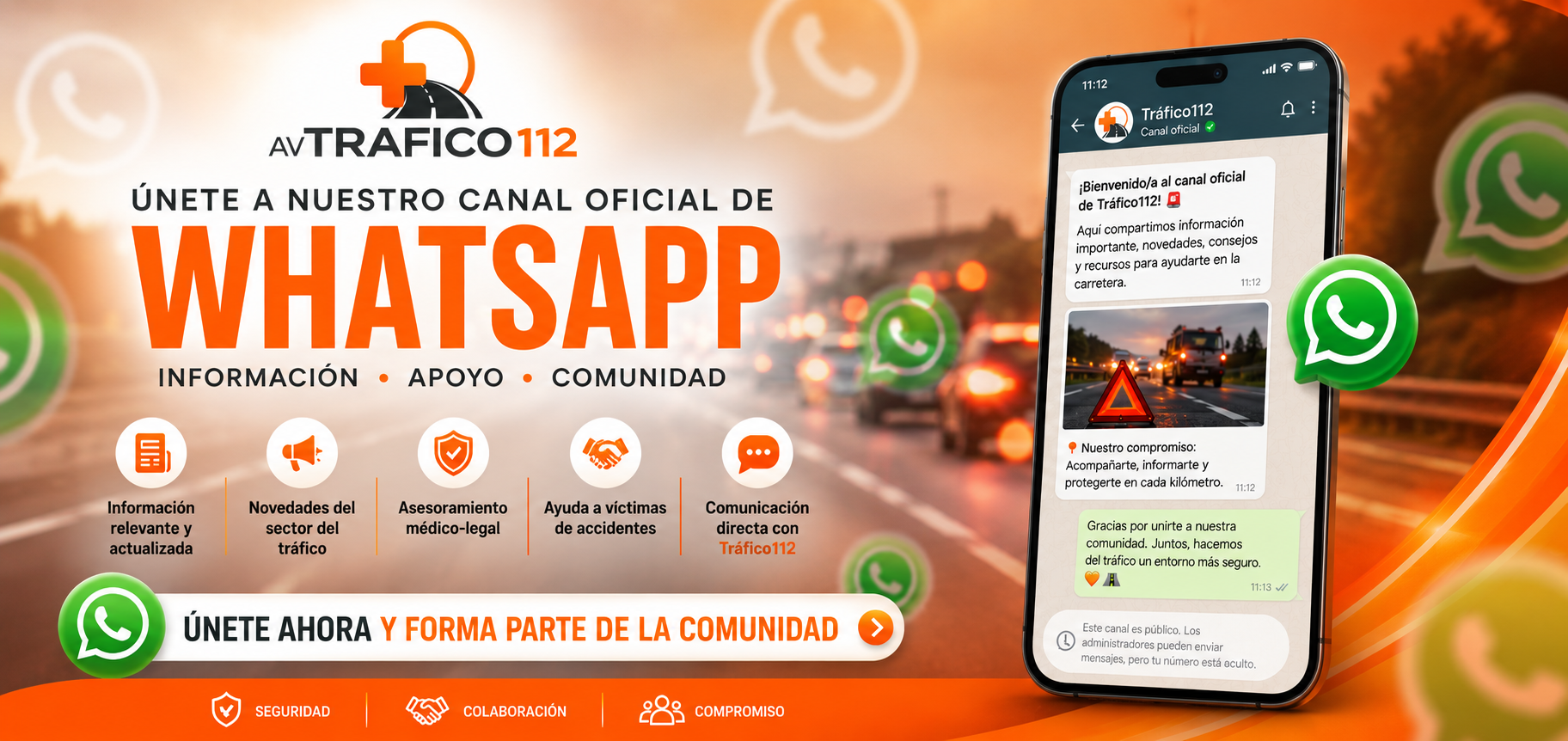 banner uneta a nuestro grupo de whatsapp trafico112