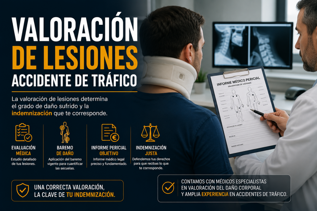Valoración de lesiones accidente de tráfico: cómo se realiza, qué factores se tienen en cuenta y cómo funciona en España valoración de lesiones accidente de tráfico